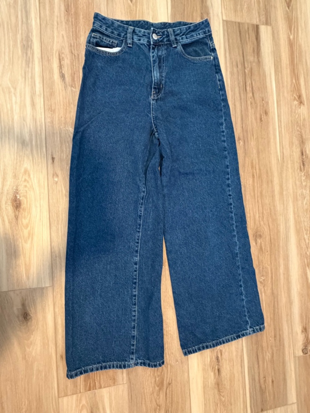 SHEIN Dark Blue Denim Wide Leg Jeans